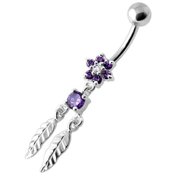 Flower with Dream Catcher Navel belly Bar