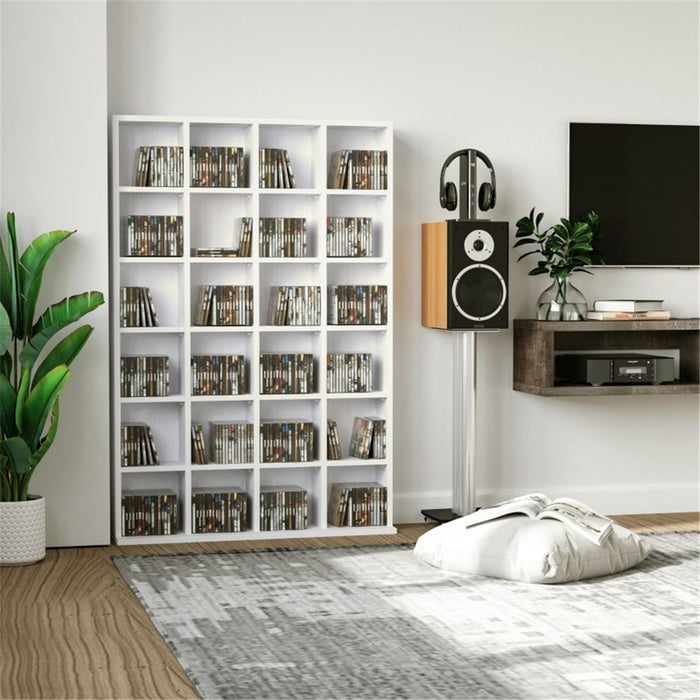 Bookcase Cabinet / Storage Cabinet White (Upto 480 CDs | 312 DVDs/Blu-rays) 89W x 20D x 130.5Hcm