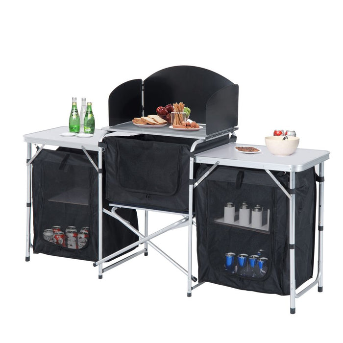 Outsunny Folding Camping Kitchen Portable Cooking Table