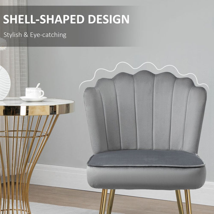 Velvet-Feel Shell Luxe Accent Chair - Grey