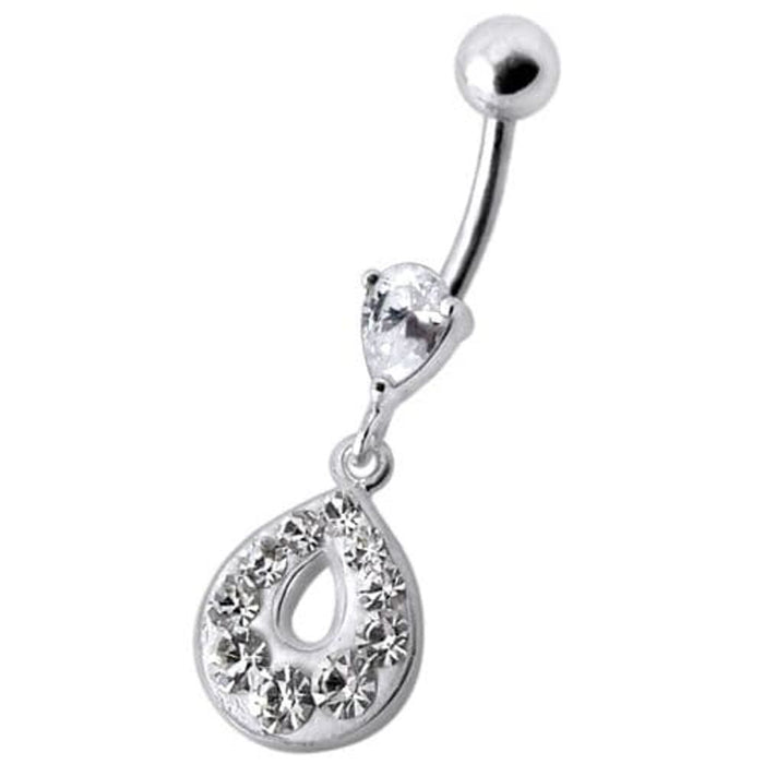 Fancy  Jeweled Pear Shape Dangling Navel Ring