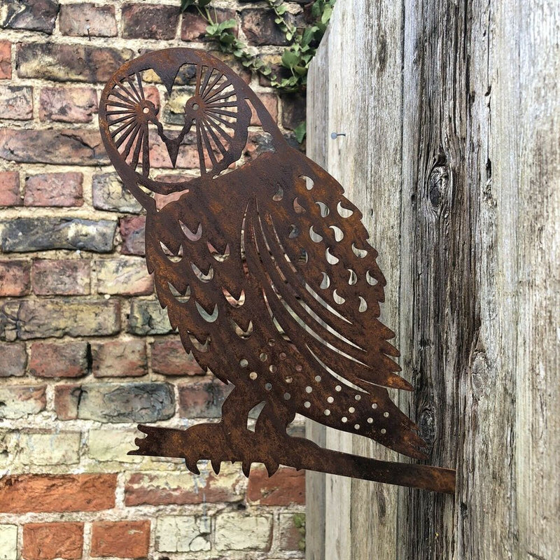 Rusty Metal BARN OWL Garden Silhouette Sign Ornament Decoration Bird Feature