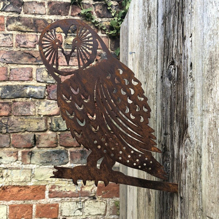 Rusty Metal OWL Garden Sign Decor - Indoor/Outdoor - 33x28.5cm