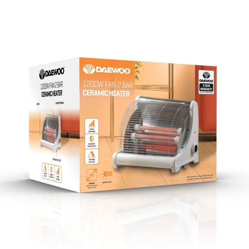 Daewoo 2 Bar Ceramic Heater 1200W 2 Heat Setting