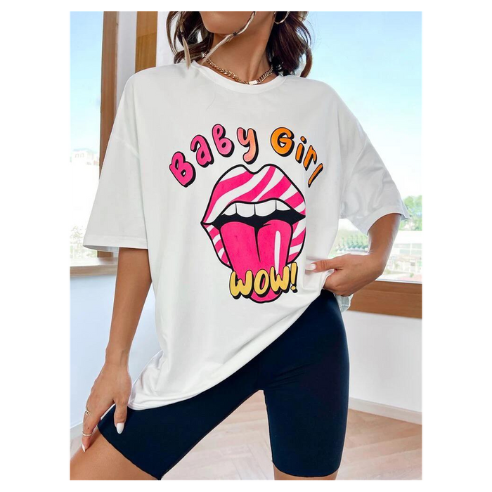 Ladies Baby Girl Printed Oversized T Shirt Top