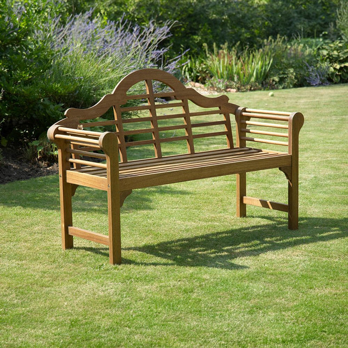 Luxury Lutyens Style Garden Bench - Natural Oil Finish - Handcrafted Acacia Wood - Weather Resistant - Easy Assembly