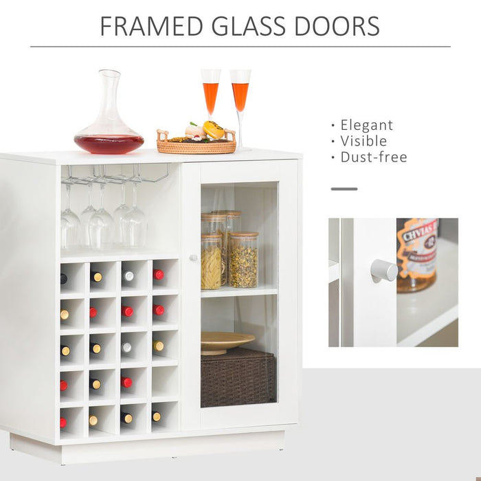 Modern Sideboard Wine Cabinet Cupboard with Glass Door Glass Holder