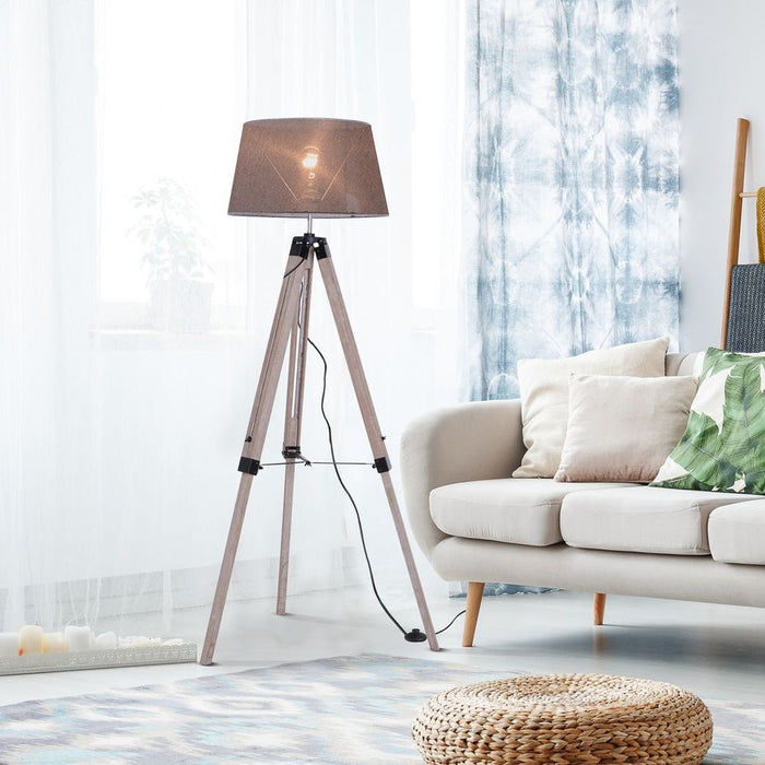 High-Quality Grey Tripod Floor Lamp - Stylish, Stable, and Versatile - Perfect for Any Room! (Bulb not included)