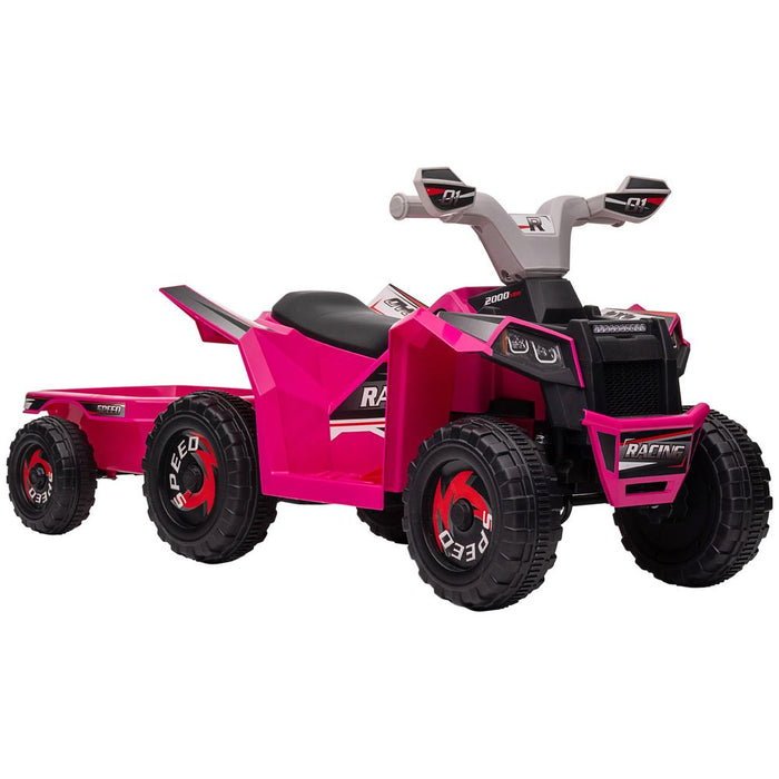 Premium Pink Electric Quad Bike for 18-36 Months with Trailer - High-Quality and Easy Assembly