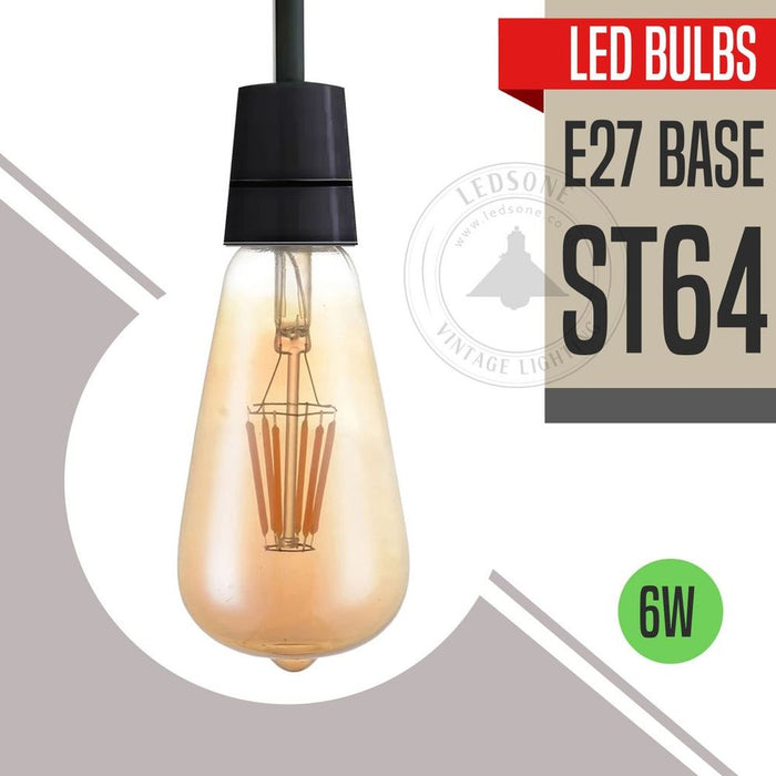 E27 ST64 Vintage LED Dimmable Bulbs, 6W Edison Light Bulb