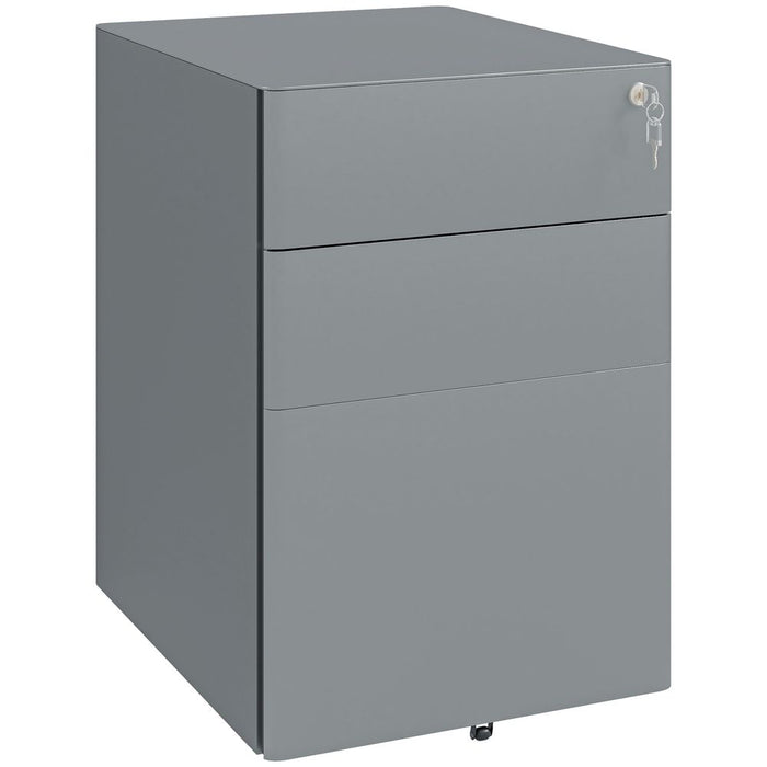 Vinsetto 3 Drawer Metal Filing Cabinet - Lockable, Compact, Grey - Quality Storage Solution