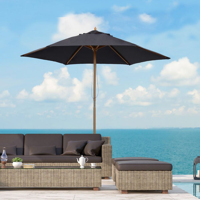 Outsunny 2.5m Wooden Garden Patio Parasol Umbrella - Superior Material & Excellent Workmanship