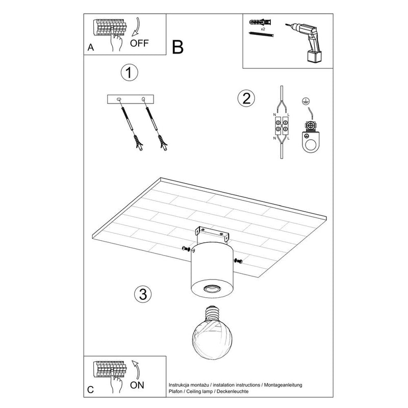Industrial Concrete Ceiling Lamp - Salgado Design, High Quality, E27