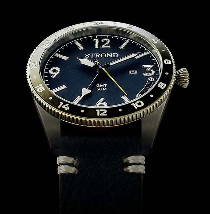 Strond SSC-101 24h GMT, All Stainless Steel & Blue, black bezel Watch