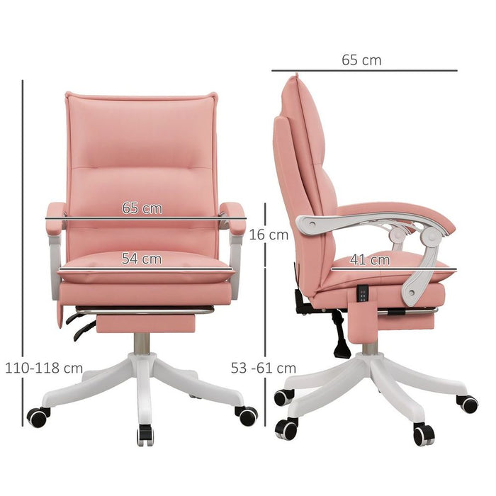 Vinsetto Faux Leather Vibration Massage Office Chair with Heat, Footrest, Pink