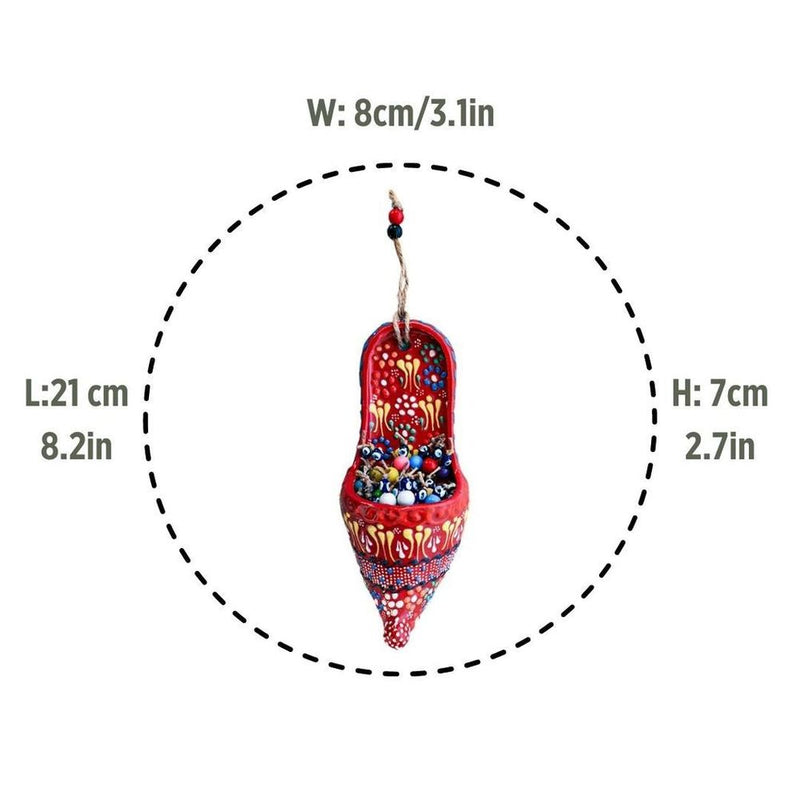 Handmade Ceramic Wall Decoration Slipper Red 7cm
