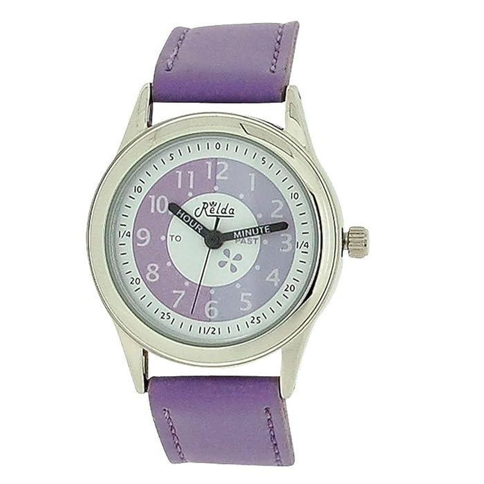 Relda Girls Time Teacher Purple Leather Strap Watch - REL13