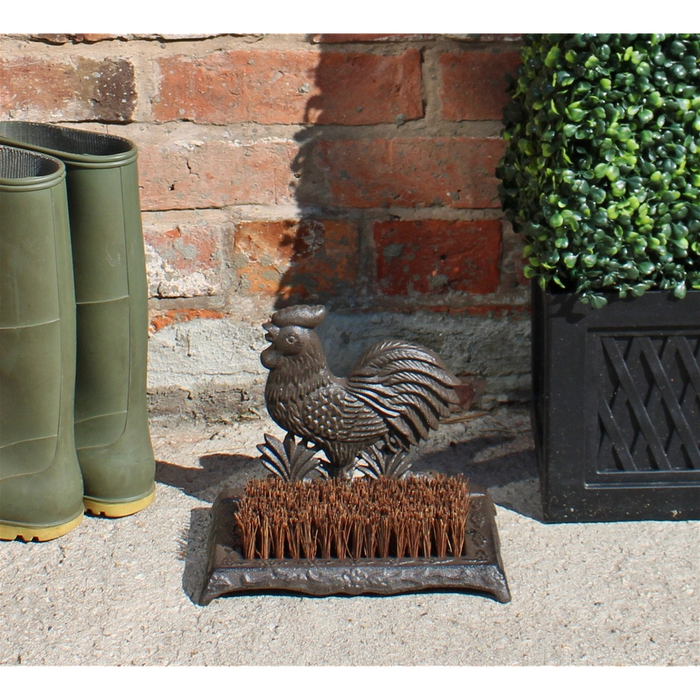 Cast Iron Garden Boot Brush, Cockerel Design