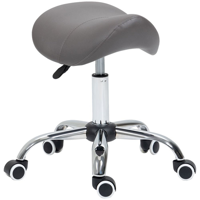 HOMCOM PU Leather Saddle Stool: Adjustable Height, Molded Padded Seat, Professional Salon Quality