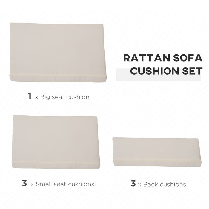 Premium 7PC Cream Rattan Furniture Cushion Set - High Quality, Breathable & Fade-Resistant Materials