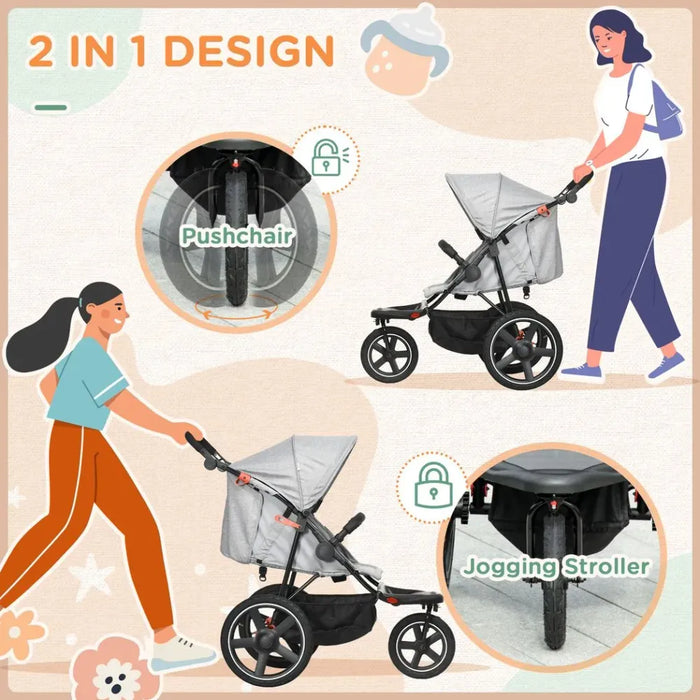 Lightwieght Pushchair w/ Reclining Backrest From Birth to 3 Years - Grey