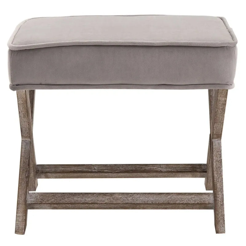 Footstool Padded Seat X Shape Chair Vintage Velvet Cover Shabby Footrest