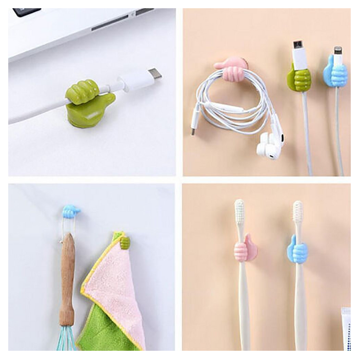 12 pcs Multifunctional Clip Handy Holder Self-Adhesive Wall Thumb Hooks NEW