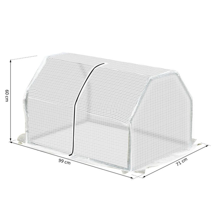 Outsunny Mini Greenhouse Grow House PVC Cover Steel Frame White 99L x 71W x 60H cm