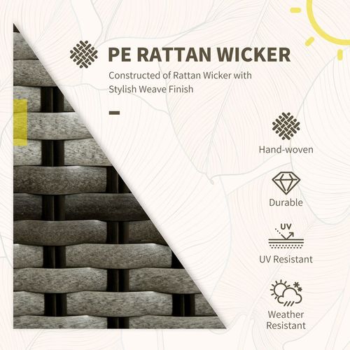 3 PCS Aluminium Rattan Bistro Set with Soft Cushions & Glass Top