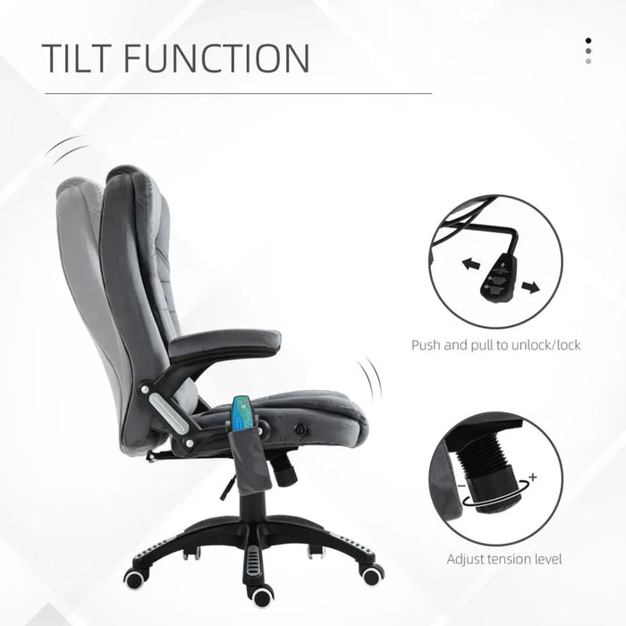 Premium Massage Reclining Chair - Executive Grey - Heating - Relaxing Headrest