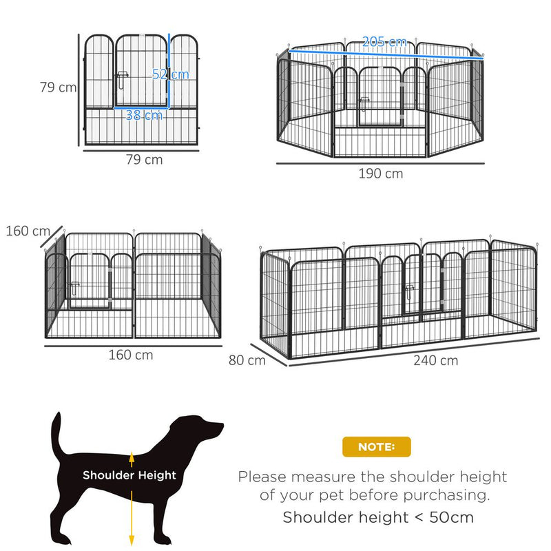 PawHut Dog Pen 8 Panels Puppy Pen Heavy Duty Pet Playpen for Indoor Outdoor for Dogs, Rabbits, Ducks 80cm High