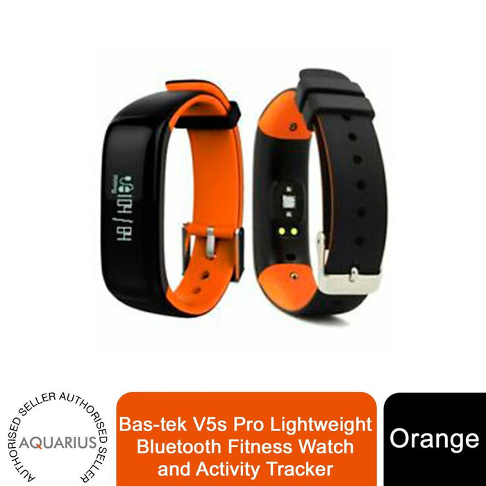 Bas-tek V5s Pro Bluetooth Fitness Watch & Tracker - Lightweight & Orange