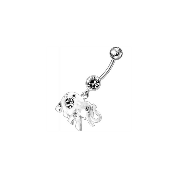 Jeweled Elephant Dangling Belly Ring