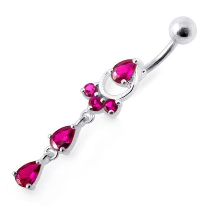 Fancy Jeweled Pear Shape Dangling Belly Ring