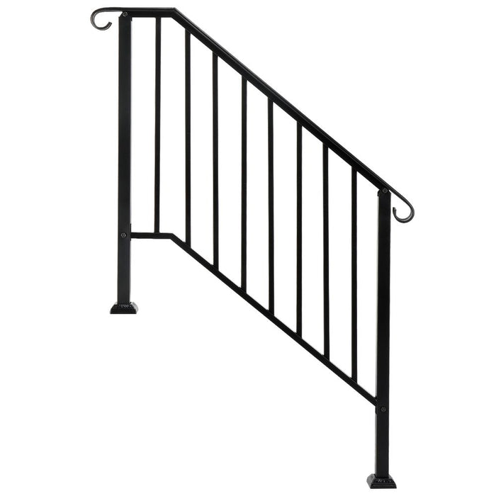 Artisasset Matte Black Outdoor 3 Level Iron Handrail