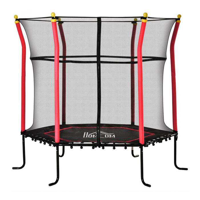 5.2FT Kids Trampoline With Enclosure Indoor Outdoor for 3-10 Years Red