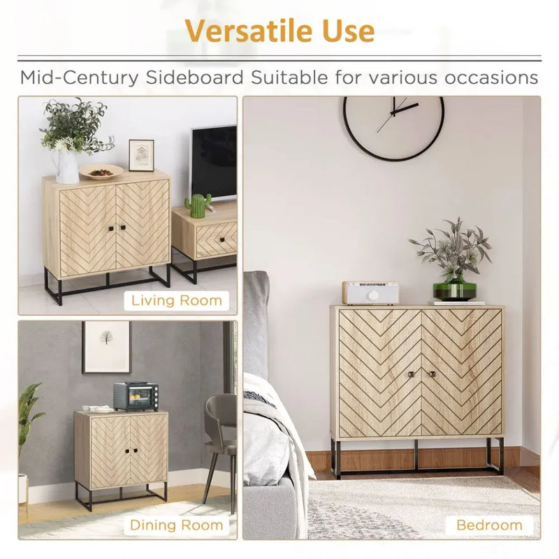 Embossed Arrow Storage Cabinet w/ Adjustable Shelf Metal Frame Handles Stylish