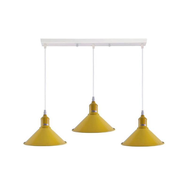 Industrial Vintage Loft Kitchen Bar 3 Lights Fittings Ceiling Cone Metal E27