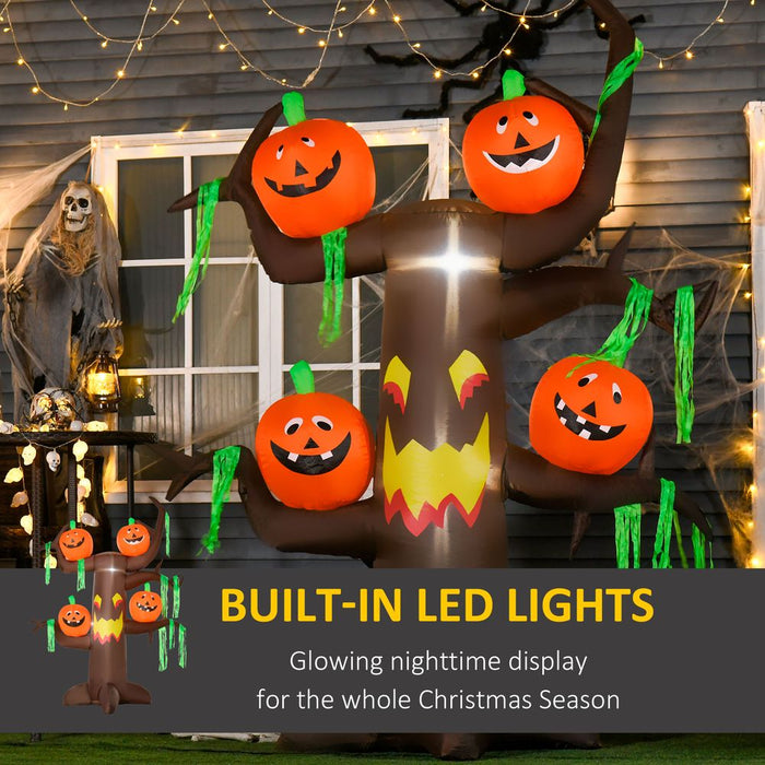 Halloween Decoration 2.4m Inflatable Ghost Tree with Pumpkins and 6 LED Lights