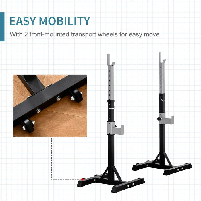 Premium Barbell Squat Rack - Heavy-Duty Steel Construction - Adjustable Height - Portable & Stable