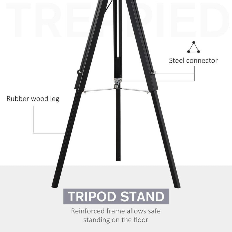 HOMCOM Modern Tripod Floor Lamps for Living Room with Fabric Lampshade, Standing Lamp for Bedroom, (Bulb not Included), Grey and Black