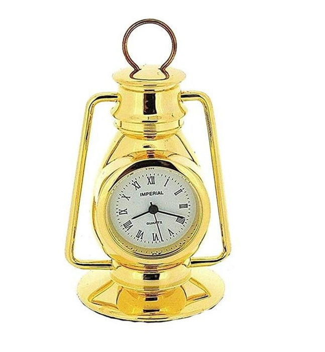 Gold Plated Metal Hurricane Lamp Clock - Solid Brass - Limited Stock - High Quality - Clearance Sale