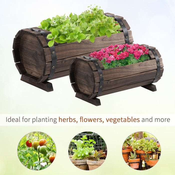 Premium Wooden Planter Box Set | 2PCs Flower Plant Pot & Garden Bed | High-Quality & Easy Maintenance