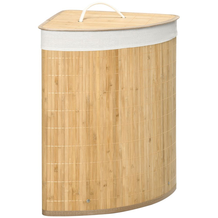 55L Bamboo Corner Laundry Hamper Bamboo Laundry Basket 38x38x57cm HOMCOM