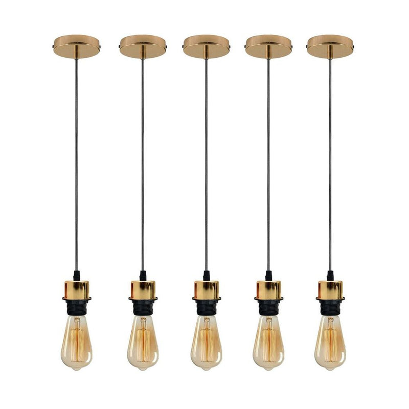 5 Pack Industrial Pendant Light Fitting, Lampshade Addable E27 Lamp Holder Light,
