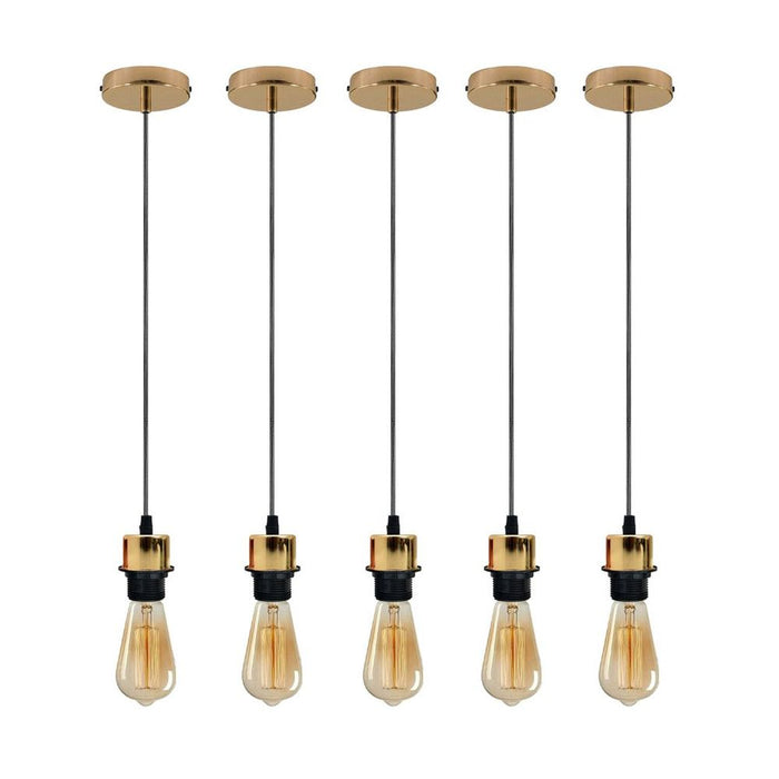 5 Pack Industrial Pendant Light Fitting, Lampshade Addable E27 Lamp Holder Light,