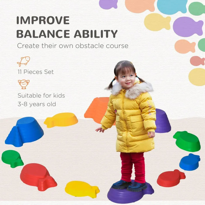 Premium Fish Shaped Balance Stepping Stones - Perfect for Kids - Multicoloured