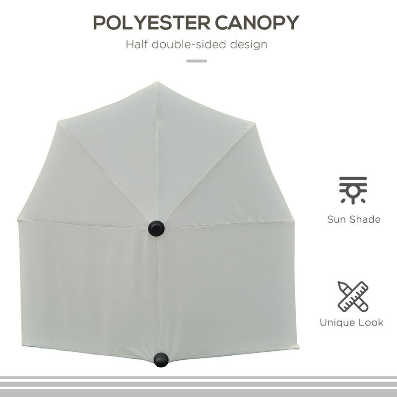 Premium 2m Half Parasol Market Crank - Cream White