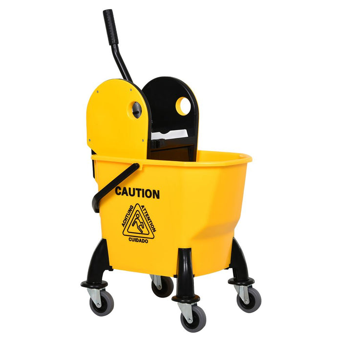 High-Quality 26L Mop Bucket & Wringer with Wheels - Yellow