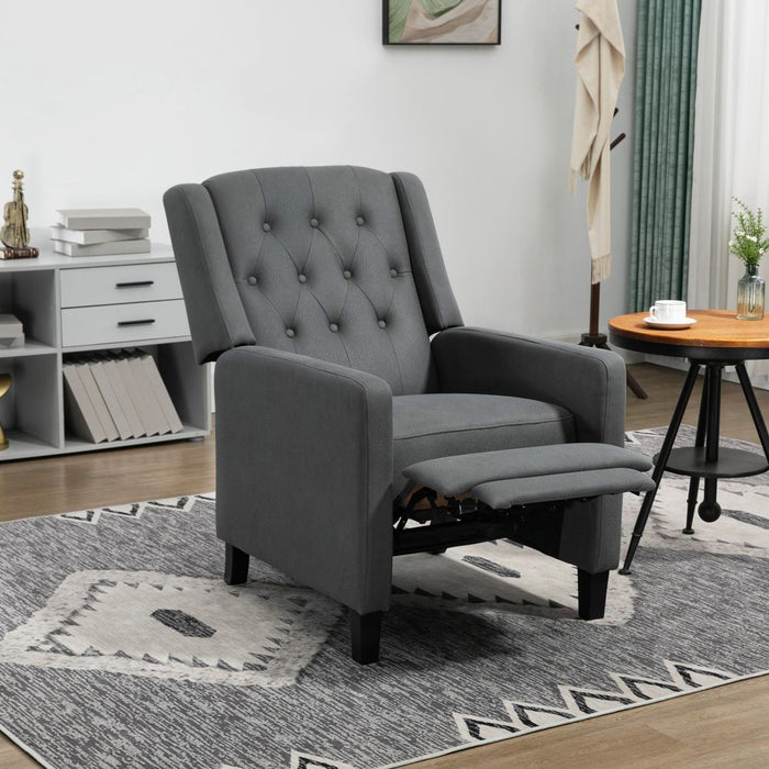 Premium Grey Recliner Armchair - HOMCOM, Button Tufted, Microfibre Cloth